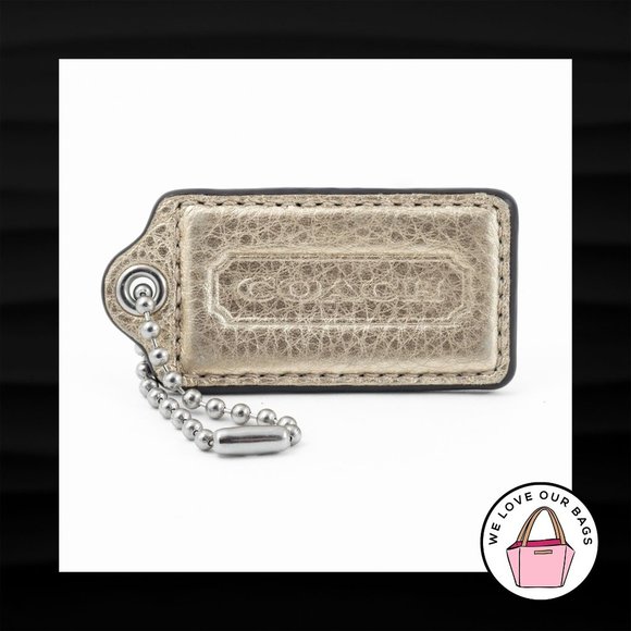 Coach Handbags - 2.5" Large COACH GOLD METALLIC LEATHER KEY FOB BAG CHARM KEYCHAIN HANGTAG TAG